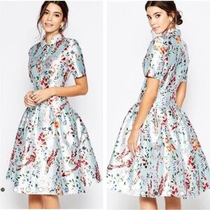 Chi Chi London Floral Fit & Flare Dress US 12